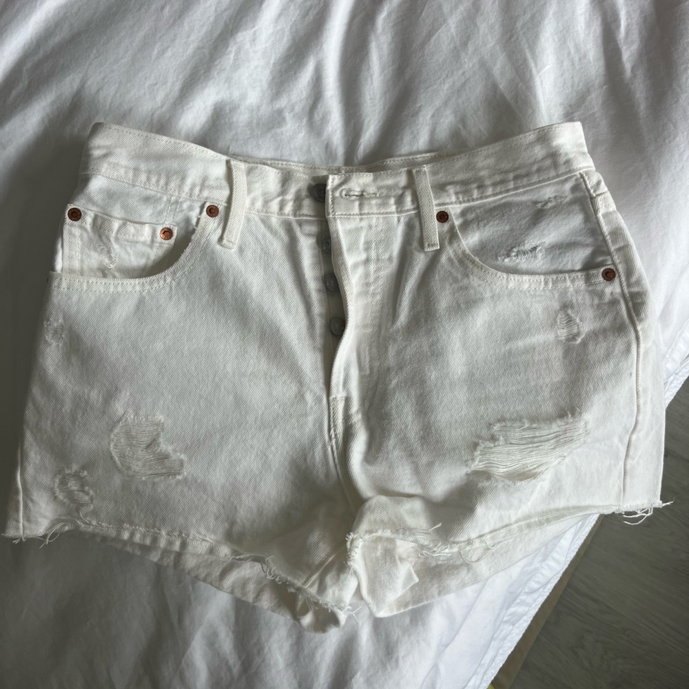Levi's White 501 Original Shorts
